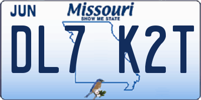 MO license plate DL7K2T