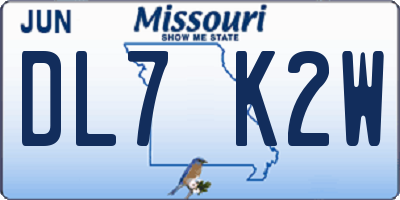 MO license plate DL7K2W
