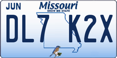 MO license plate DL7K2X