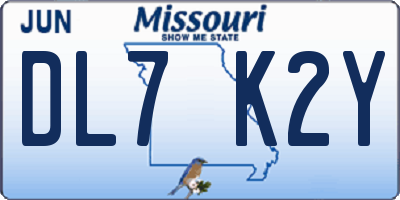 MO license plate DL7K2Y