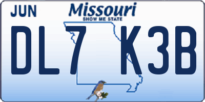 MO license plate DL7K3B