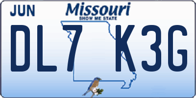 MO license plate DL7K3G