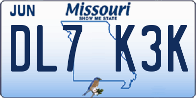 MO license plate DL7K3K