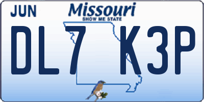 MO license plate DL7K3P