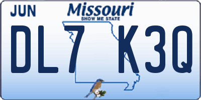 MO license plate DL7K3Q