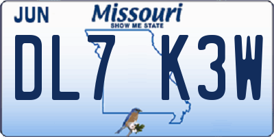 MO license plate DL7K3W