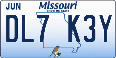 MO license plate DL7K3Y