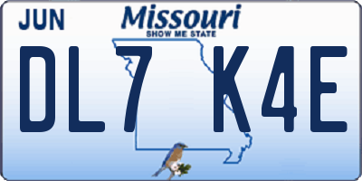 MO license plate DL7K4E