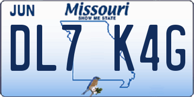 MO license plate DL7K4G