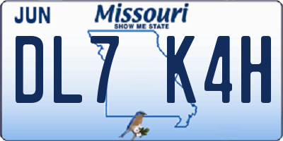 MO license plate DL7K4H