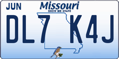 MO license plate DL7K4J