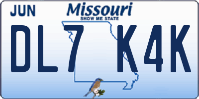 MO license plate DL7K4K