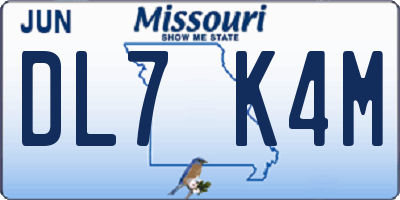 MO license plate DL7K4M