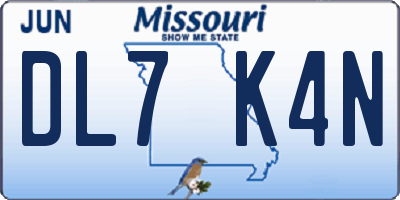 MO license plate DL7K4N