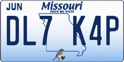 MO license plate DL7K4P