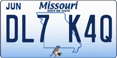 MO license plate DL7K4Q