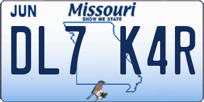 MO license plate DL7K4R