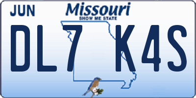 MO license plate DL7K4S