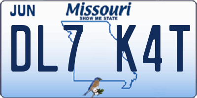 MO license plate DL7K4T