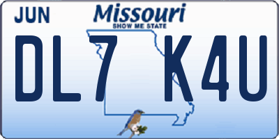 MO license plate DL7K4U