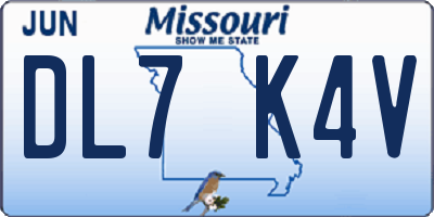 MO license plate DL7K4V