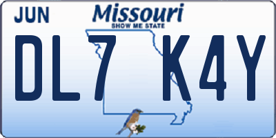MO license plate DL7K4Y