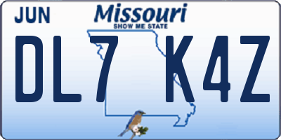 MO license plate DL7K4Z