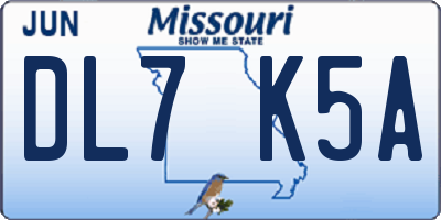 MO license plate DL7K5A