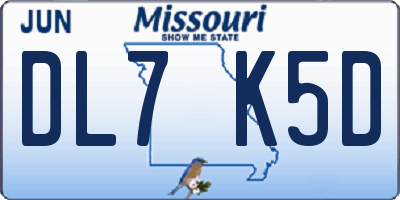 MO license plate DL7K5D