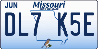 MO license plate DL7K5E