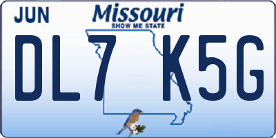 MO license plate DL7K5G