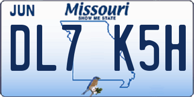 MO license plate DL7K5H