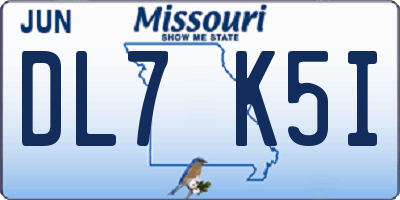 MO license plate DL7K5I