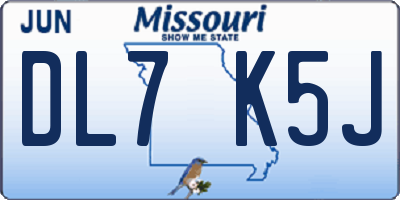 MO license plate DL7K5J