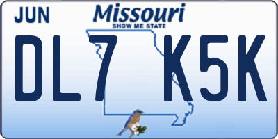 MO license plate DL7K5K