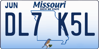 MO license plate DL7K5L