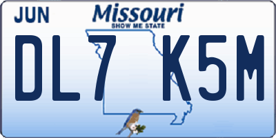 MO license plate DL7K5M