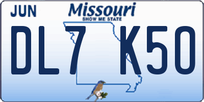 MO license plate DL7K5O
