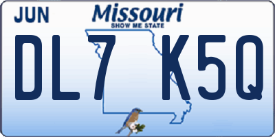 MO license plate DL7K5Q
