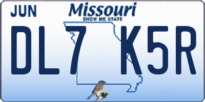 MO license plate DL7K5R
