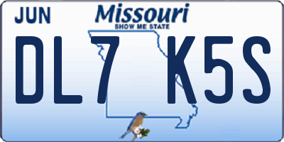 MO license plate DL7K5S