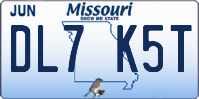 MO license plate DL7K5T