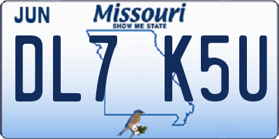 MO license plate DL7K5U