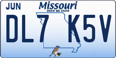 MO license plate DL7K5V