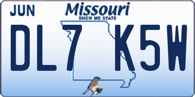 MO license plate DL7K5W