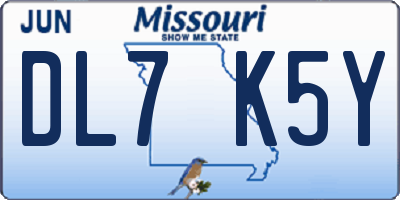 MO license plate DL7K5Y