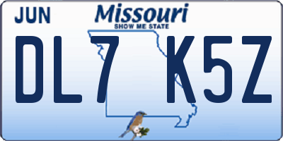 MO license plate DL7K5Z