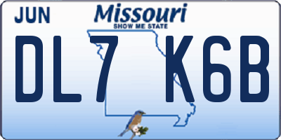 MO license plate DL7K6B