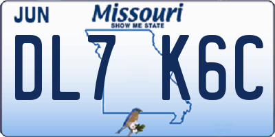 MO license plate DL7K6C