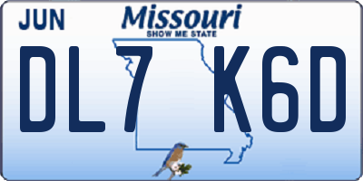 MO license plate DL7K6D